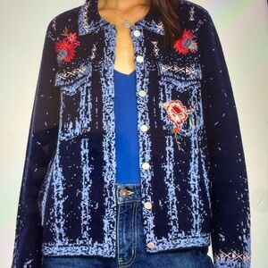NWT Johnny Was Denim Sweater Jacket  XLarge